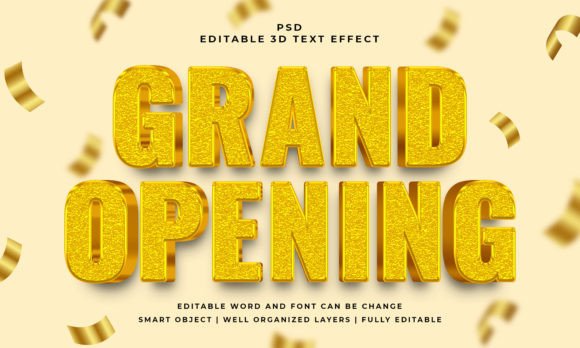 Grand Opening 3D Editable Text Effect for Designers