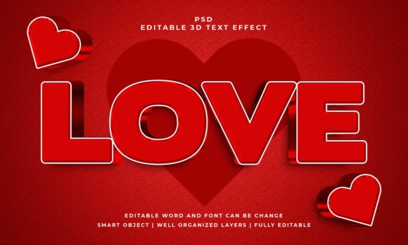 Love 3d Editable Psd Text Effect