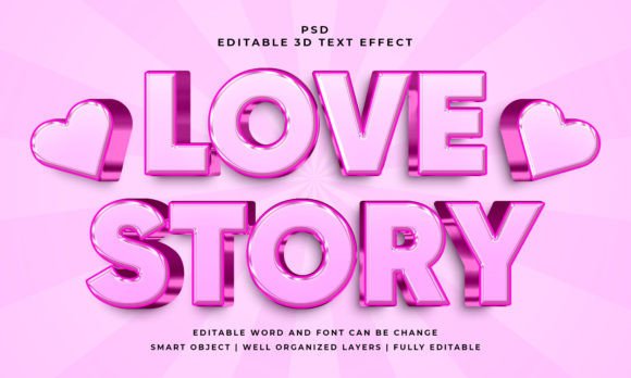 Love Story 3d Editable Psd Text Effect