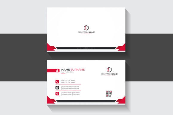 Red and White Business Card Template for Clean Design