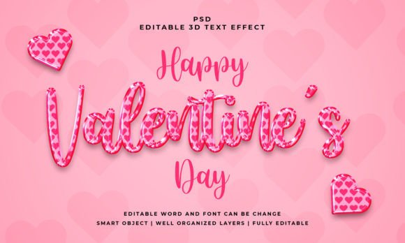 Valentine's 3D Editable PSD Text Effect: Elevate Your Designs